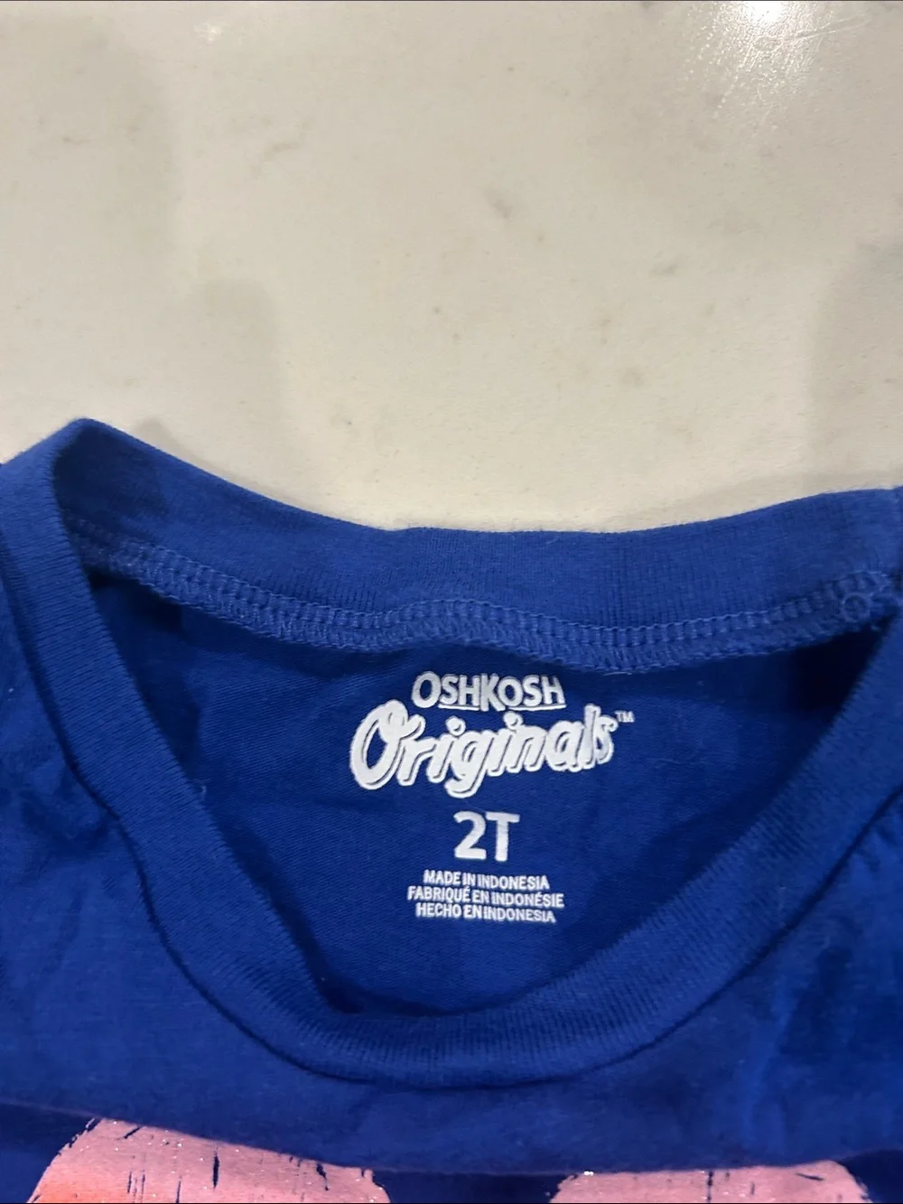 OshKosh B'gosh Royal Blue Tee with Pink-Orange Heart Graphic